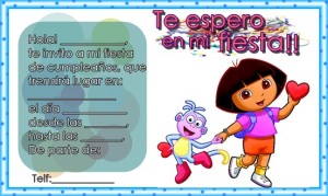 Tarjetas de invitación de cumpleaños de Dora la Exploradora