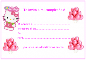 Tarjeta de invitacion a cumpleaños de Hello Kitty