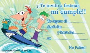 Invitación de cumpleaños de Phineas y Ferb
