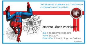 Invitación de cumpleaños de Spiderman